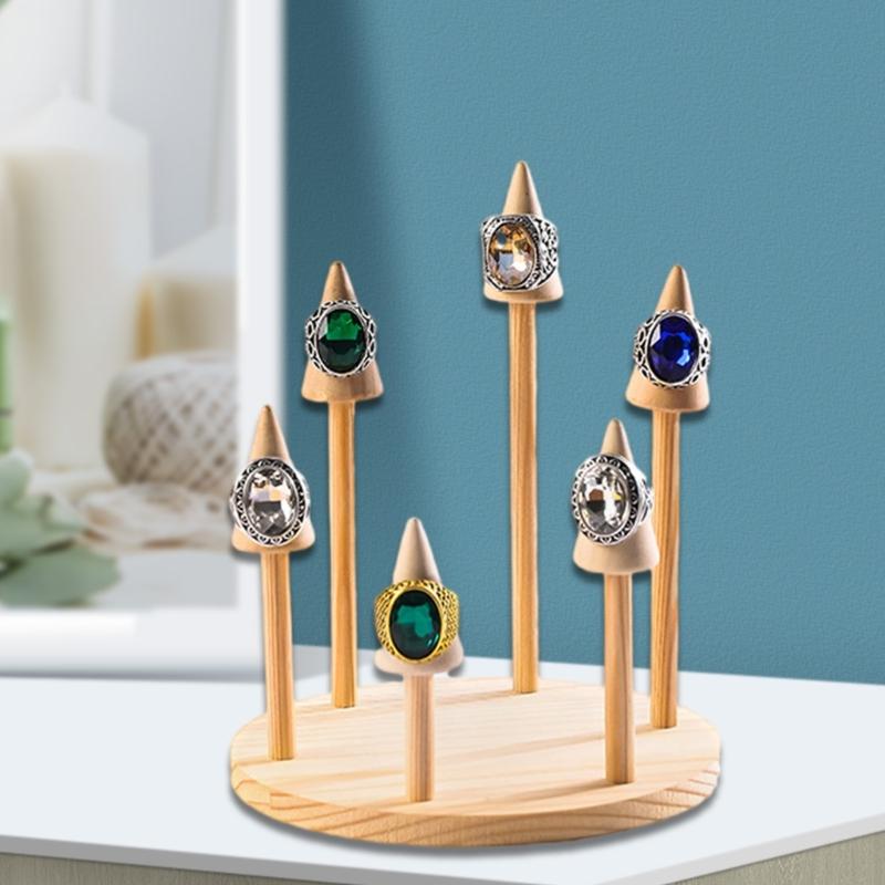 Stabiler Massivholz Schmuck-Ausstellungsständer Zubehör für Ringe Uhren Armbänder Organizer Aufbewahrungsschale Vitrinen-Requisite