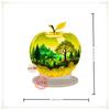 Acrylic Apple-Shaped Table Ornament with Floral Landscape Design 2D