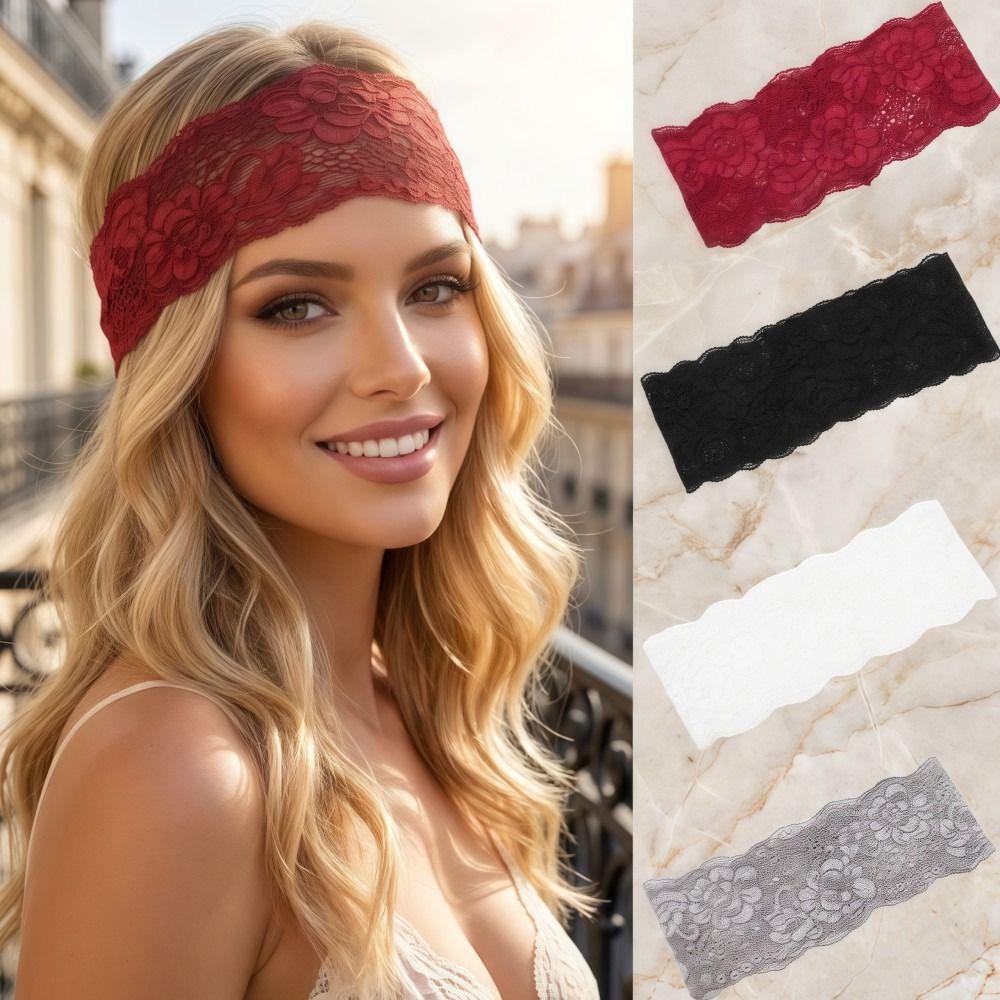 Fashion Elastic Mesh Lace Hairband Elegant Lightweight Headband Hollow-Out Breathable Headwrap Cap Lady Girls Headwear