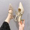 Elegant Chinese Style High Heels Womens Shoes 2025 New Versatile Fashionable Sexy Fine Tipped Pointed Sandals Trendy Women's