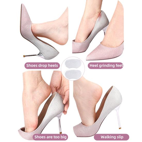 1 Pair Gel Heel Pad Self-adhesive Non-slip Foot Pain Relief Blister Prevention Men Women Loose Shoes High Heel Grip Cushion