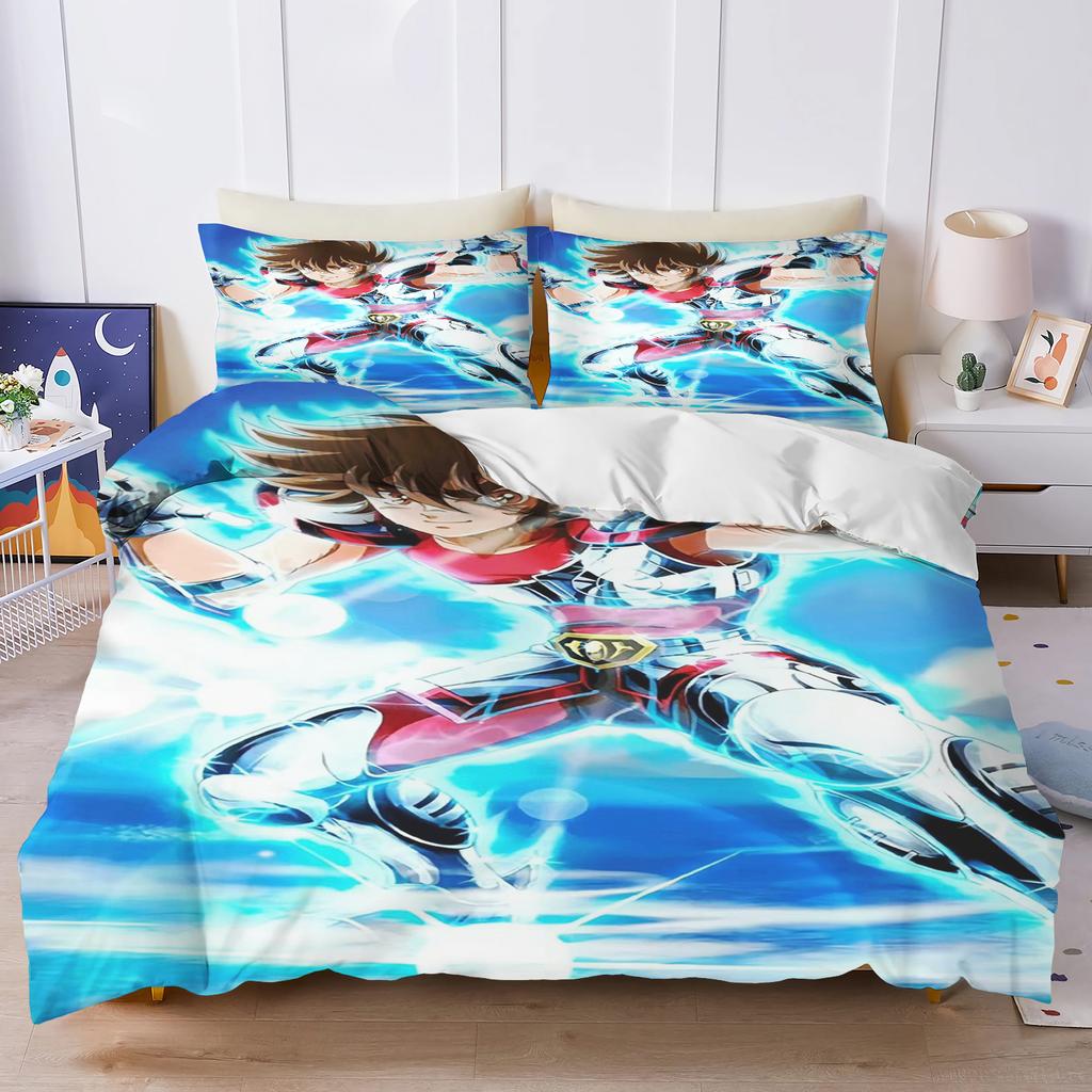 3D Print Saint Seiya Bedding Sets 2-3PCS Comforter Quilt Duvet Cover Pillowcase Cartoon Anime Bedroom Decor