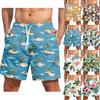 Men's Fashion Hawaiian Print Elastic-Waisted Casual Yoga Pants Beach Shorts