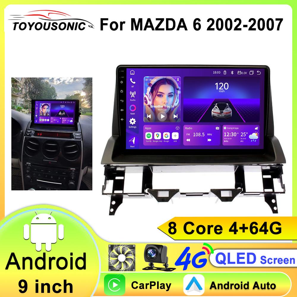 För Mazda 6 2002 2003 2004 2005 2006 2007 2008 Android Auto Trådlös Carplay Multimedia Videospelare WIFI Bilradio GPS