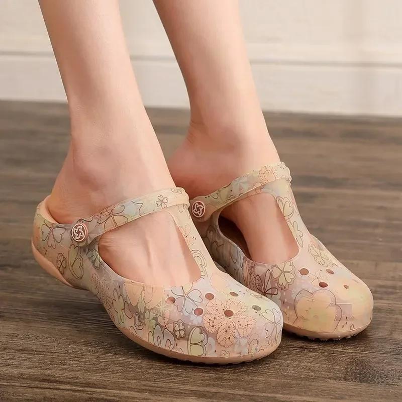 Maogu Womens Mules Summer Female Sandals 4cm Heels Non-slip Comfortable Beach Slippers Ladies Garden Shoes Slip-on Platform 2024
