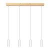 Pendant Lamp - NETTLIFE - 4x GU10 - White - Metal and Wood - Scandinavian Style