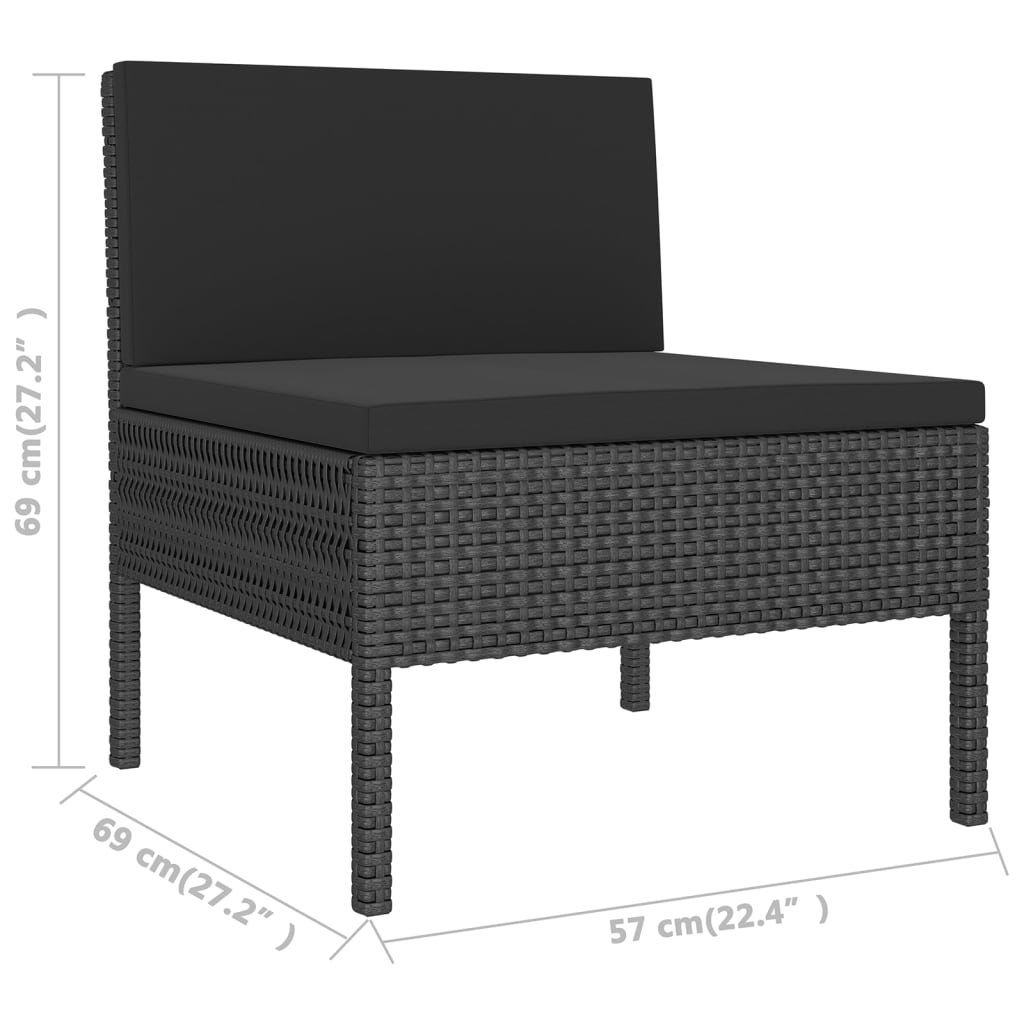 Vidaxl 5-Cz. Garten-Sitzgruppe, Kissen, Schwarzes PE-Rattan