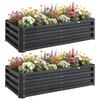 Set of 2 Raised Beds for Garden, Galvanised Outdoor Planters for Herbs Vegetables, Use for Patio Balcony, Grey