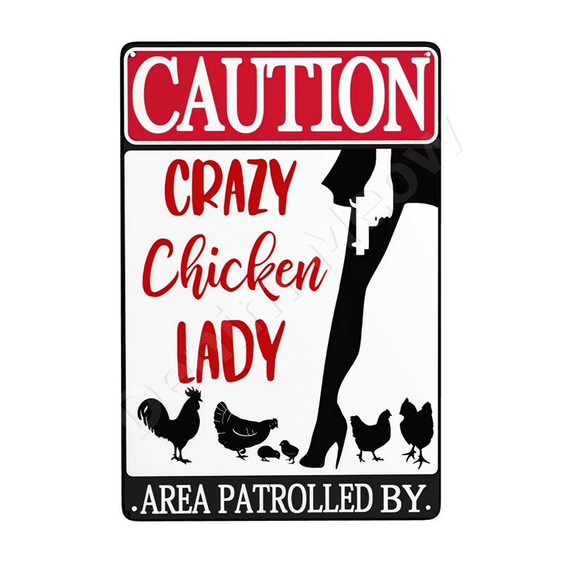 Welcome To Our Chicken Coop Retro Metal Sign Caution Area Wall Art Crazy Chicken Lady Vintage Kitchen Farmhouse Decor