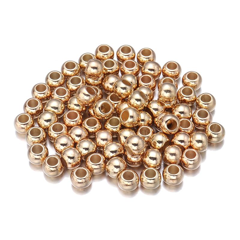 20-100Pcs 4 6 8 10 12mm CCB Round Beads Gold Color Big Hole Spacer Ball Beads For DIY Jewelry Bracelet Necklace Making Wholesale