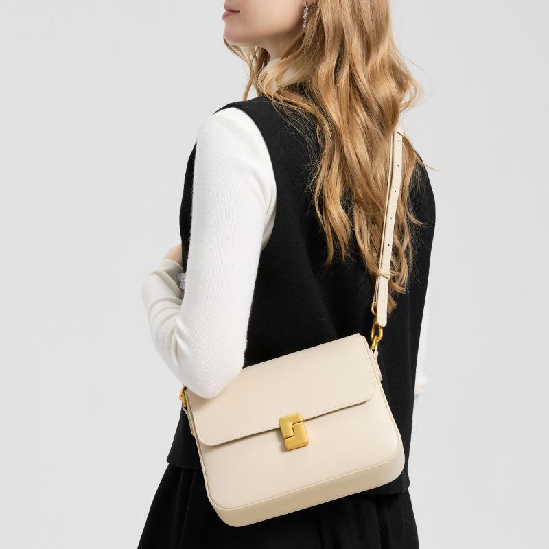 Women's Genuine Leather Small Square Bag 2026 New Fashion Minimalist Solid Color Crossbody Shoulder Purse