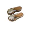 Baotou hollow slope heel half drag sandals women wear summer new French temperament flat bottom one word cool single shoes