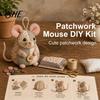 Heimdeko Nähset Patchwork Maus DIY-Set, Handgemachtes Bastelset mit Blumendstoff, Füllung & Niedlichen Plüschknöpfen, Stofftier-Ornament für