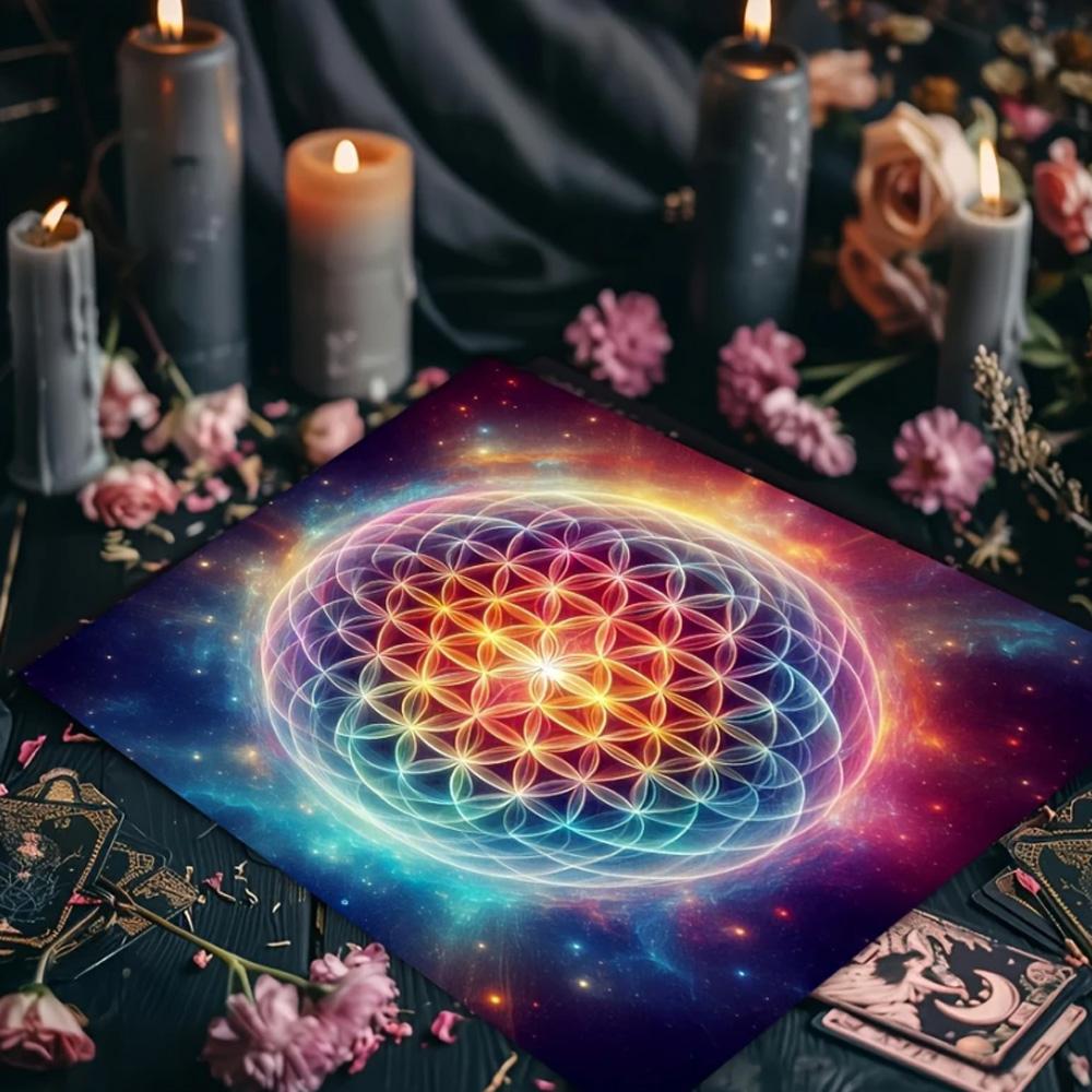 Tarotová obrus Mandala Kvet života Altarová utierka Na veštenie Meditačný kruh Galaxia Tarotová podložka Podložka na duchovné karty orákula