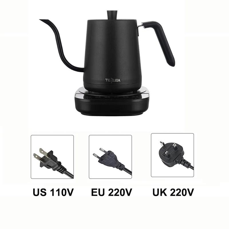Gooseneck Electric Kettle 800ml Hand Brew Coffee Pot Smart Teapot Temperature Control Pot 1000W Rapid Heating Kettle 110v/220v