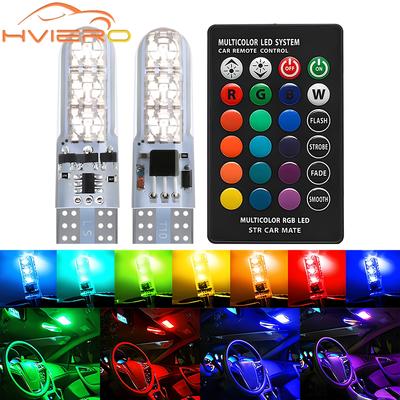2X T10 Wasserdicht RGB W5W 5050 6SMD DC 12V Fernbedienung RGB 501 194 168 Sofitte Kuppellicht Keil Seiten Auto Atmosphäre Glühbirnen