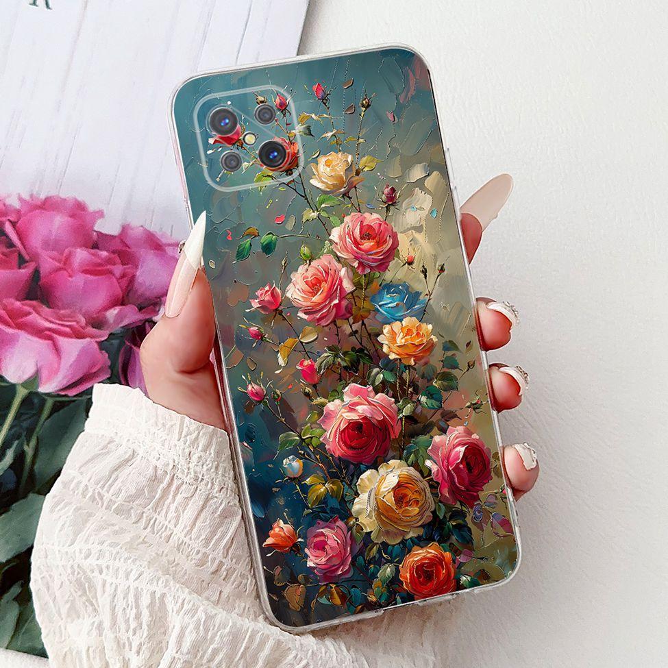 Clear For Oppo Reno 4Z 5G Case Cover CPH2065 Cute Cat Fashion Flowers Painted Soft Back Cover For Oppo Reno4 Z 5G Phone Case
