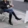 Winter Women Long Boots Fashion Thin High Heel Knee High Booties Ladies Black Brown Sexy Woman Knight Boats Botas De Mujer