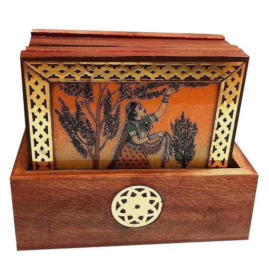 Traditionelles Untersetzer-Set mit Edelsteinmalerei für Tee und Kaffee, Kunsthandwerk, Heimdekoration, Dekorationsartikel für Wohnzimmer und Schlafzimmer