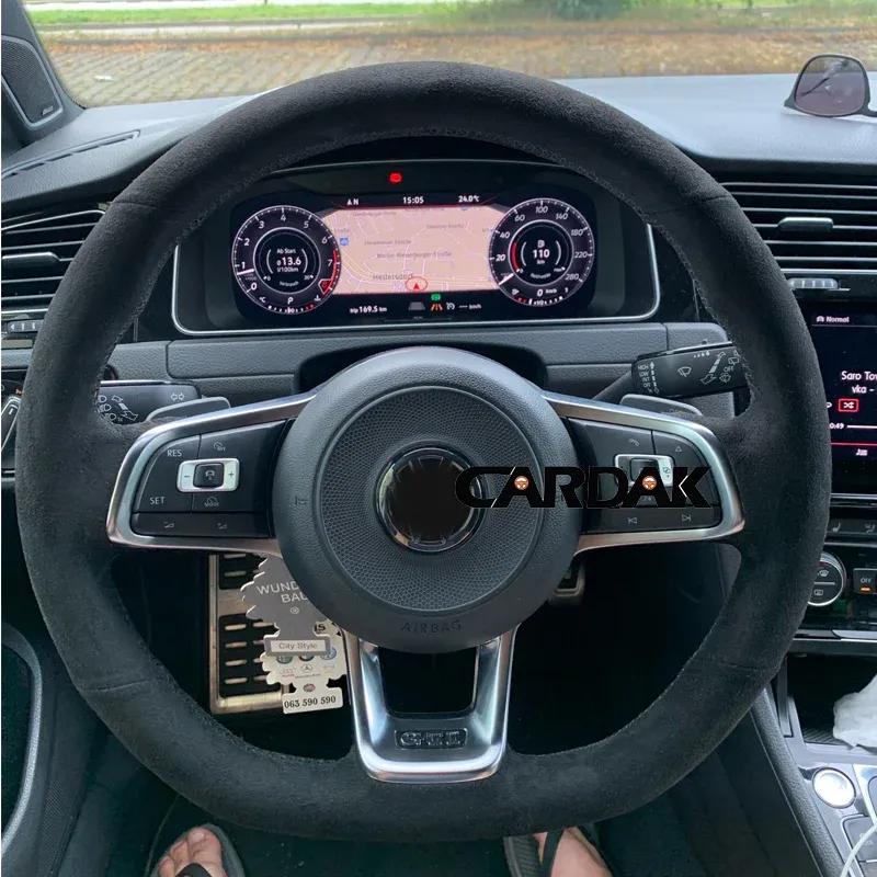 CARDAK DIY Suede Car Steering Wheel Cover for Volkswagen VW Golf R MK7 Golf 7 GTI VW Polo GTI Scirocco 2015 2016