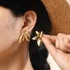 2024 Stainless Steel Earrings Exquisite Leaf Fashion Stud Earrings Classic Exaggerated Ear Ring For Women Jewelry Party Gifts