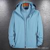 Herren 2021 Winter Drei-in-Eins Abnehmbare Winddichte Bergsteigerjacke mit Samtfutter