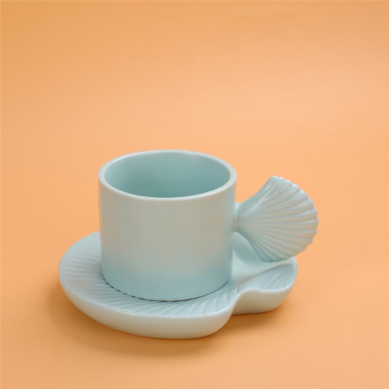 Cupa de cafea Shell Farfurie Cupă ceramică Cupă de mic dejun Vânt Cupă ceramică drăguță grăsuță