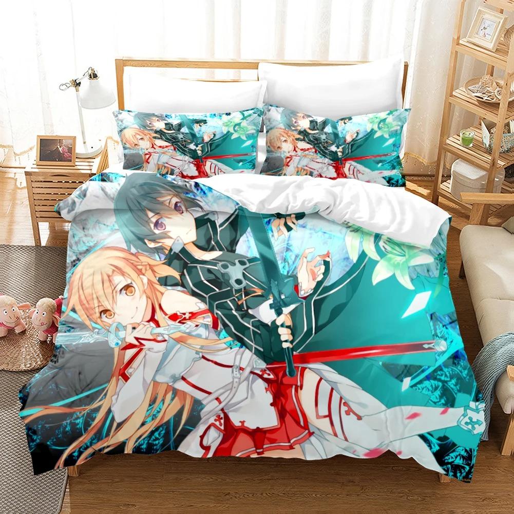 3D Printed Sword Art Online Duvet Cover Set with Pillowcase Anime Bedding High Quality Soft Comfortable