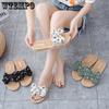 Tofflor med rosett Dam Sommar Ytterkläder Koreansk Version av Inomhus och Utomhus Nät Röd Ins Trend Strandskor Sandaler och Tofflor