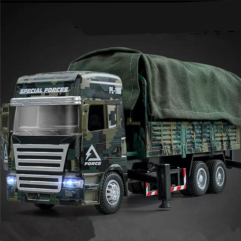 Legering Taktisk Lastbil Pansarbil Modell Metall Militär Personentransport Fordonsmodell Ljud och Ljus Barnleksaker Gåvor
