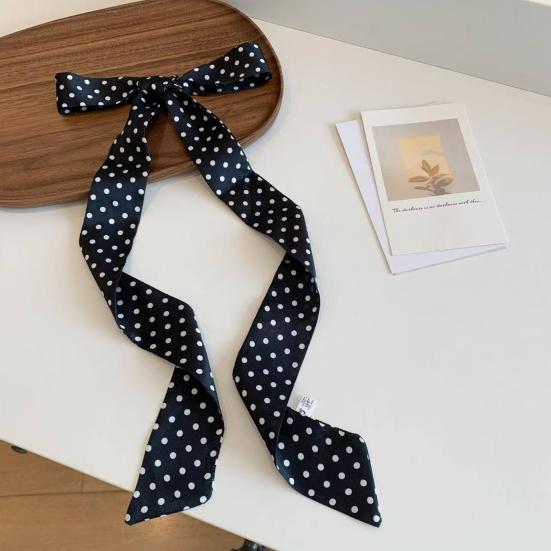 Foulard en Soie Imprimé à Pois Style Vintage Tissu Doux Foulard de Cou Étroit Rayé Léger Respirant Foulard Accessoire Polyvalent pour le Cou
