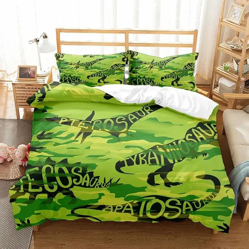 Dinosaur Comfortable Duvet Quilt Cover Pillowcase Bedding Set Children Bedroom Decoration Home Textile