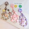 Schattige Vlokken Leider Labubu Sleutelhanger Poppetje Hanger Cartoon Schattige Graanzak Ketting Hanger Cadeau