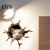 Waterproof PVC Mouse Decals Peeking Wall Sticker, 3D Broken Hole Effect Decals, Funny Glass Window Stickers, Removable Art for Bedroom Living