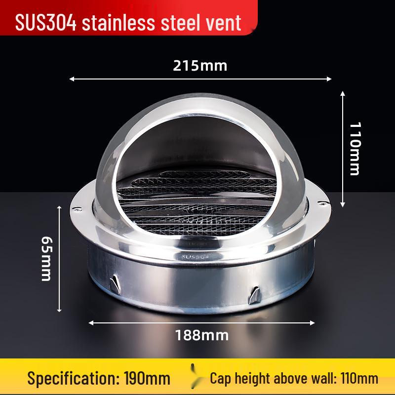 304 Stainless Steel Exterior Wall Windproof Ventilation Cap 201, Rainproof Exhaust Cover