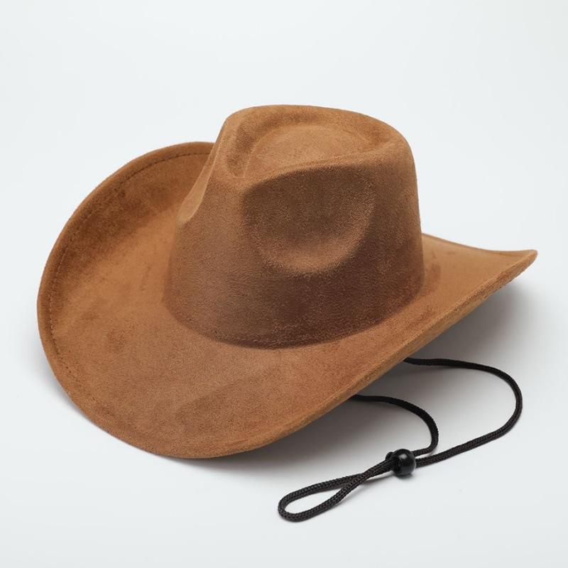 Autumn and Winter Suede Jazz Hat Children French Belt Panama Top Hat Crimped Retro Western Cowboy Hat Men