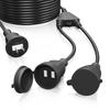 HITRENDS 20m Extension Cord Power Power Cord Extension Power Splitter with Rainproof Round Available In or 10m Lengths Cord, Splitter, 2-Way,