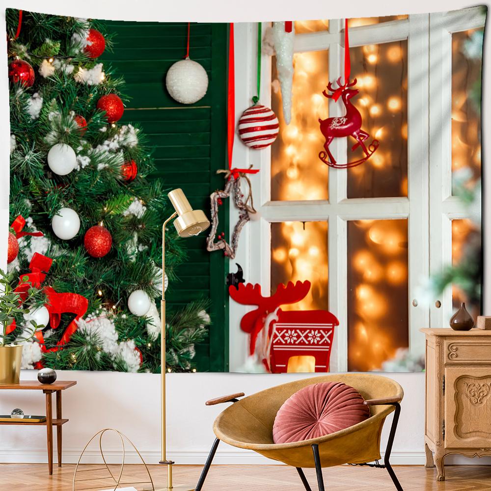 Christmas Cabin Tapestry Wall Hanging Bohemian Holiday Gifts Psychedelic Witchcraft Christmas Tree Living Room Home Decor