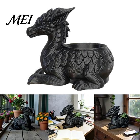 Decorative Plants Pot 3D Printed Dragon Planter Pot, Mini Succulents Herb Flower Retro Indoor Outdoor Container, Home Balcony Desktop Decoration
