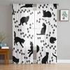 Katzen-Silhouette Pfotenabdrücke Schwarz Weiß Netzstoff Transparente Fenstergardinen für Wohnzimmer Schlafzimmer Moderne Voile Seidenähnlicher Stoff Vorhänge Gardinen
