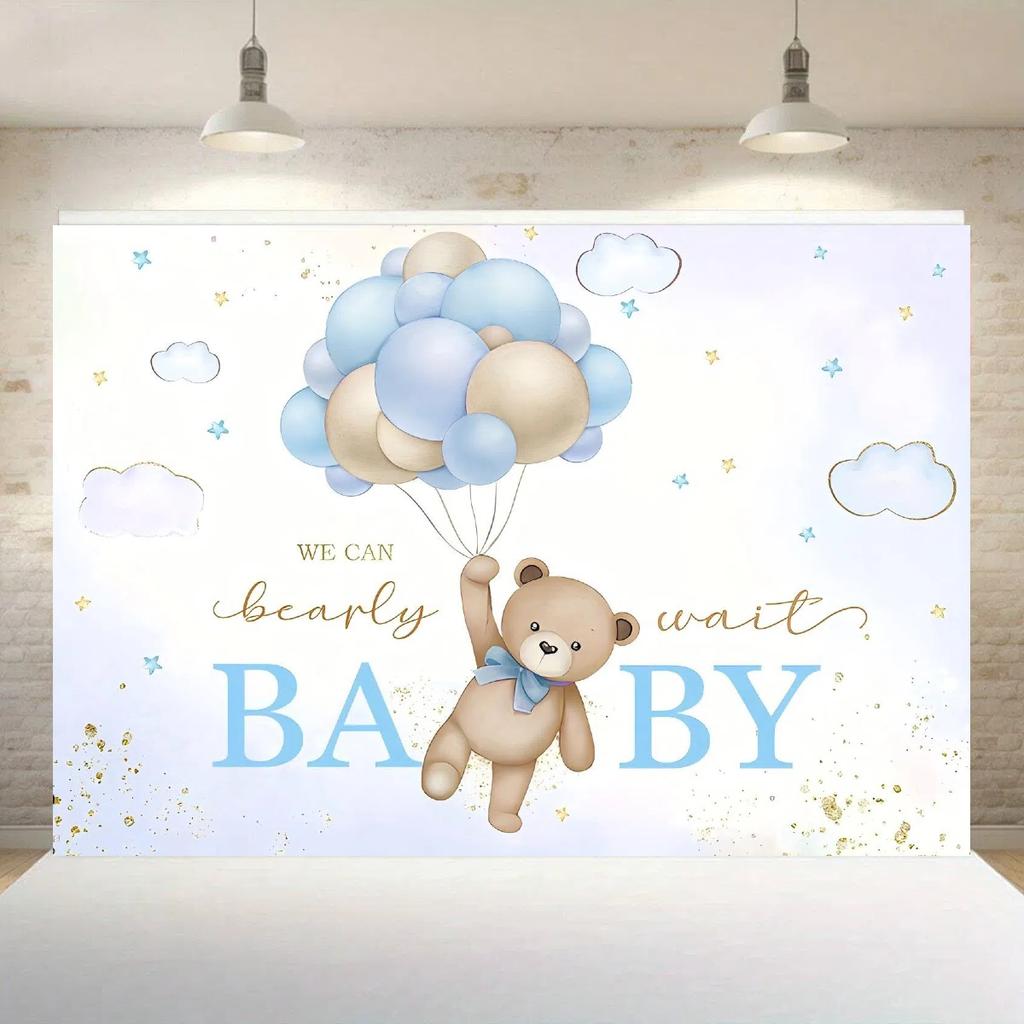 1pc Balloon Bear Background Blue Balloon Cute Bear Party Photography Background Photo Shoot Decorative Props Party Decor Suppli