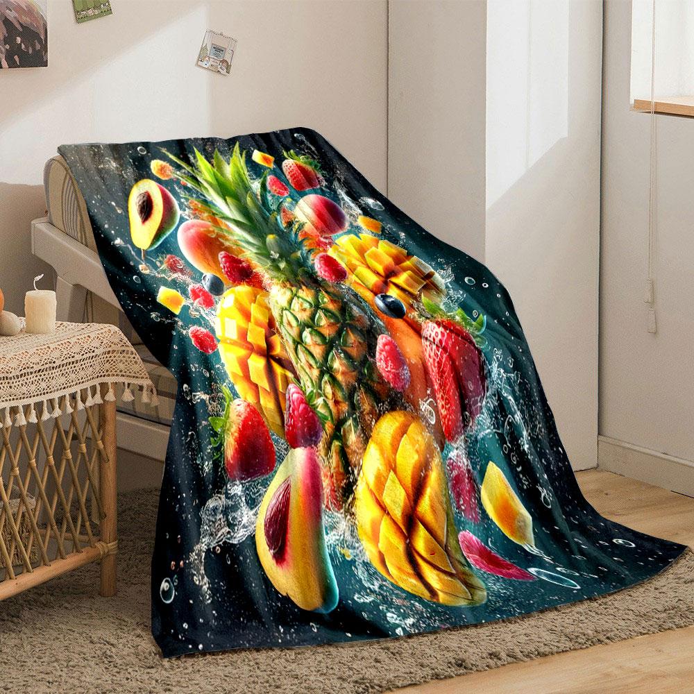 Tropical Fruits Splash Design Print Blanket Soft and Cozy Perfect for the Living Room Bed Sofa or a Nap,gift