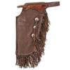 Custom Made Western Chinks Cow Leather Chaps Fringes Tooled Yoke Buckle Closure