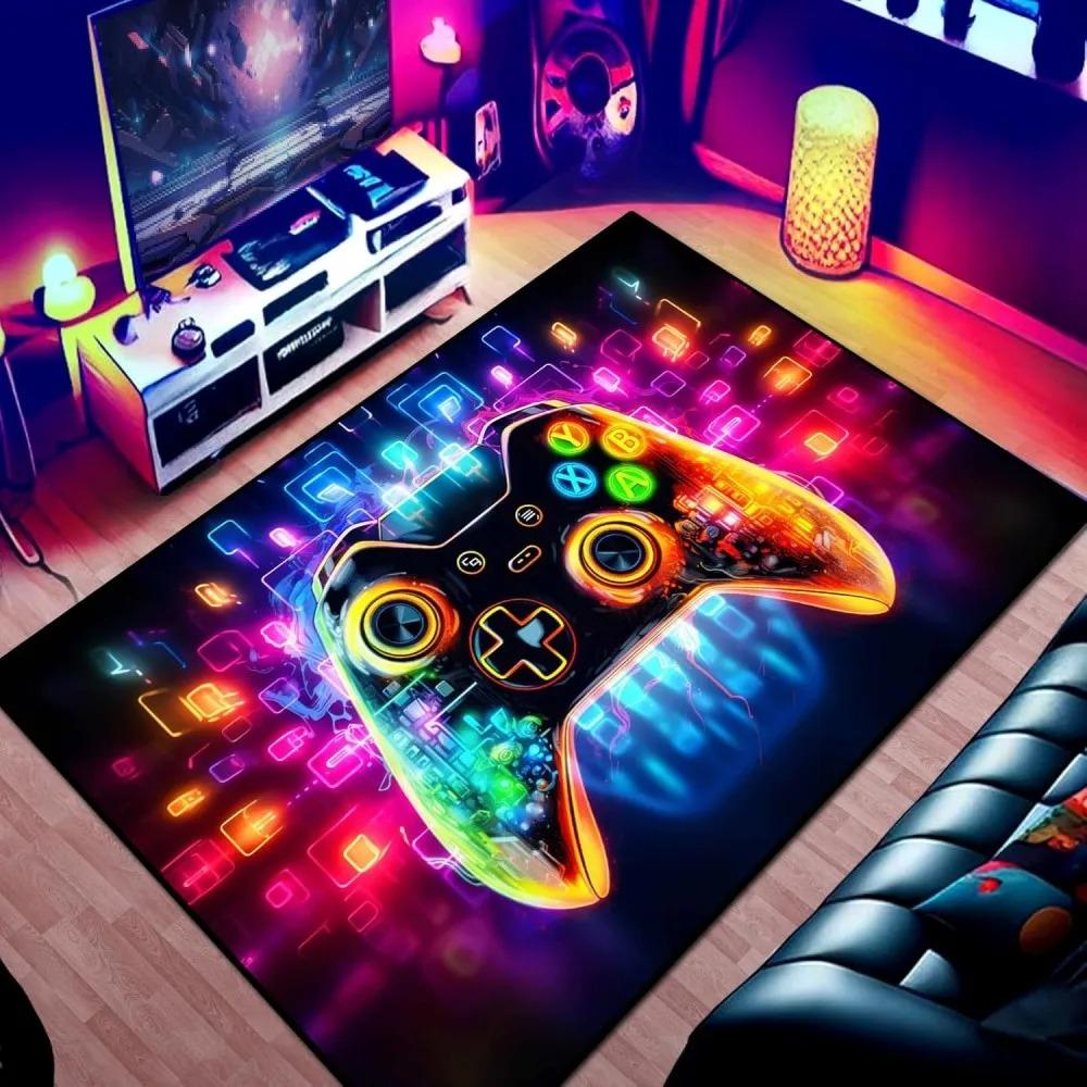 3D Transparent Gamepad Controller Rug Vibrant Carpet for Game Room Add Bedrooms and Playrooms with This Durable Floor Mat