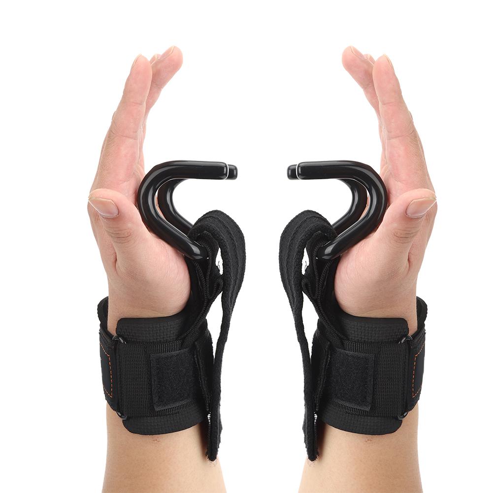 1Pair Workout Wrist Hooks Lifting Pull Up Strap Hooks Weightlifting Non Slip Grips Wristband Power Training