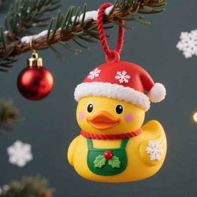 Christmas Duck Ornaments Acrylic Cartoon Ducks Xmas Tree Hanging Decorations for Holiday Party Favors Home Decor