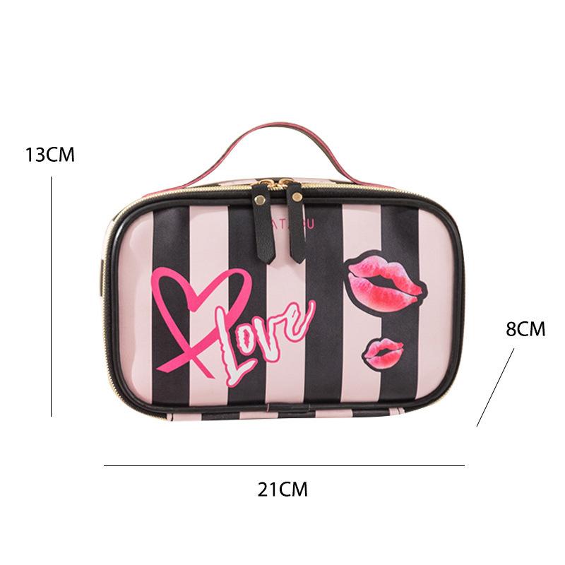 Leather Portable Women Cosmetic Bag Multifunction Travel Toiletry Storage Organize Handbag Waterproof Female Makeup Case