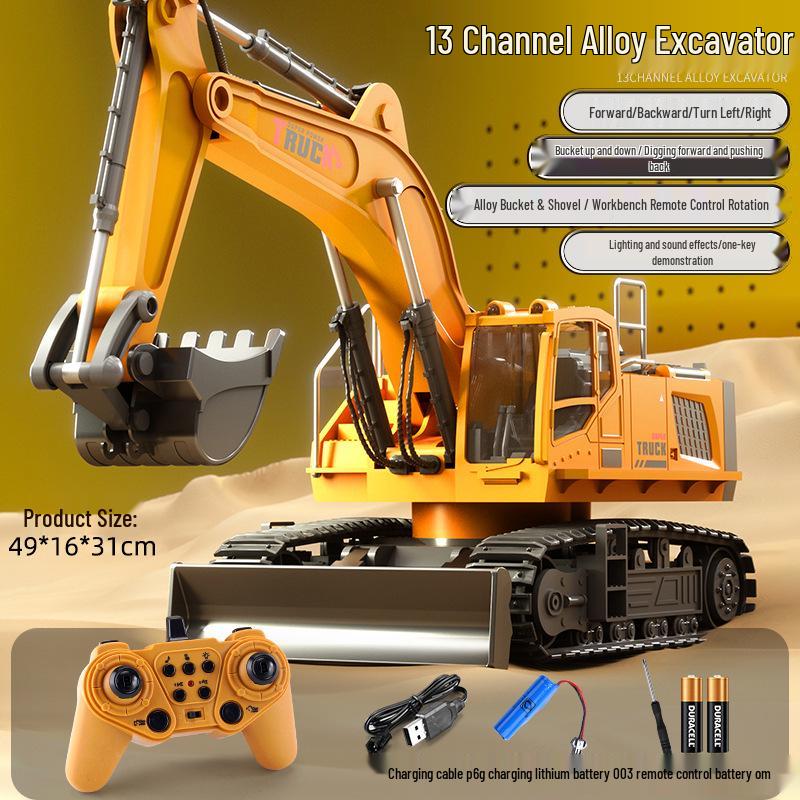 New Remote Control Alloy Excavator Toy for Kids Ages 3-8 - Engineering Vehicle Simulation