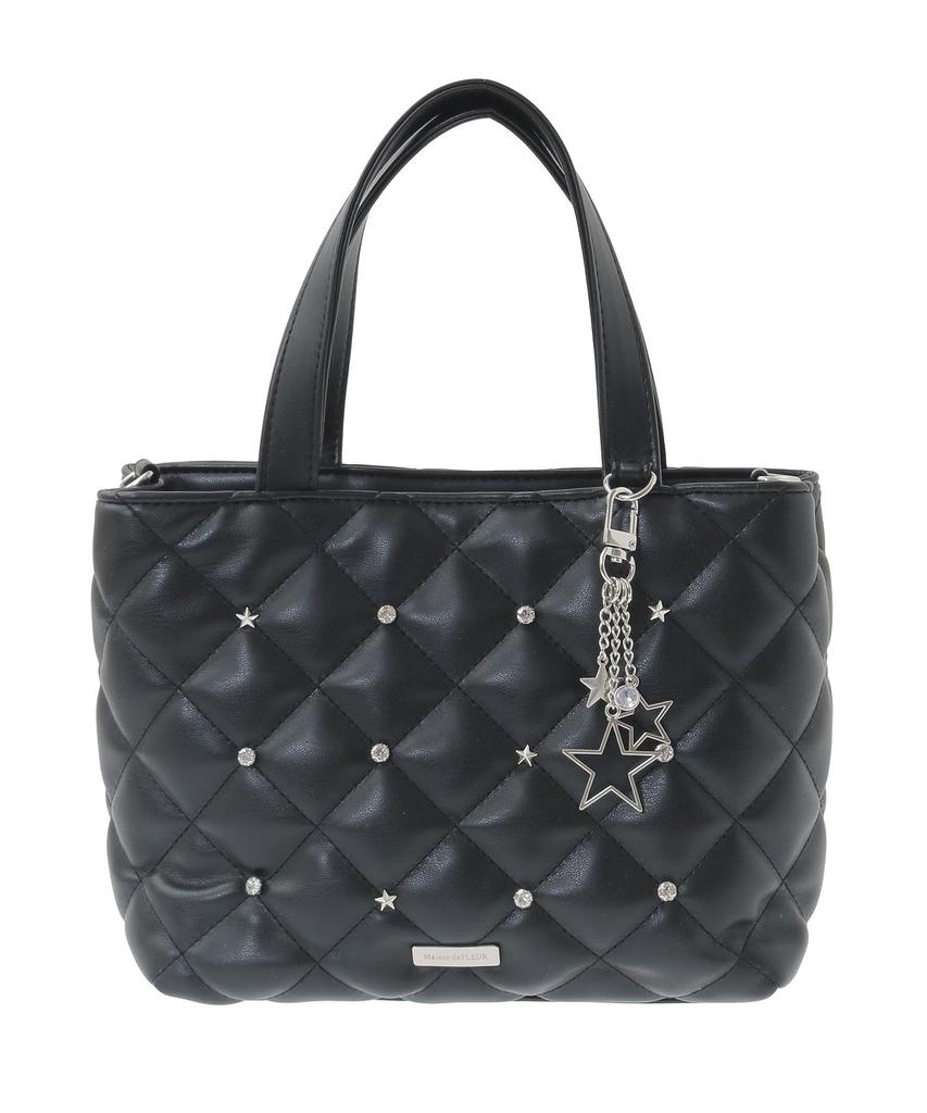 Maison de FLEUR Tote Bag with Star 08000645200 Women's 2-Way Charm, Black,
