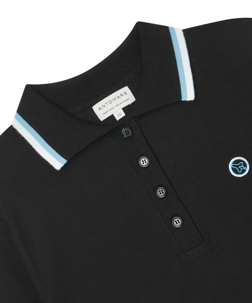 Antomas Circle Spaceship Logo Knit Polo Women - Black